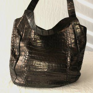 **Near MINT** 100% Authentic Nancy Gonzalez Woven Crocodile Hobo Handbag (M)
